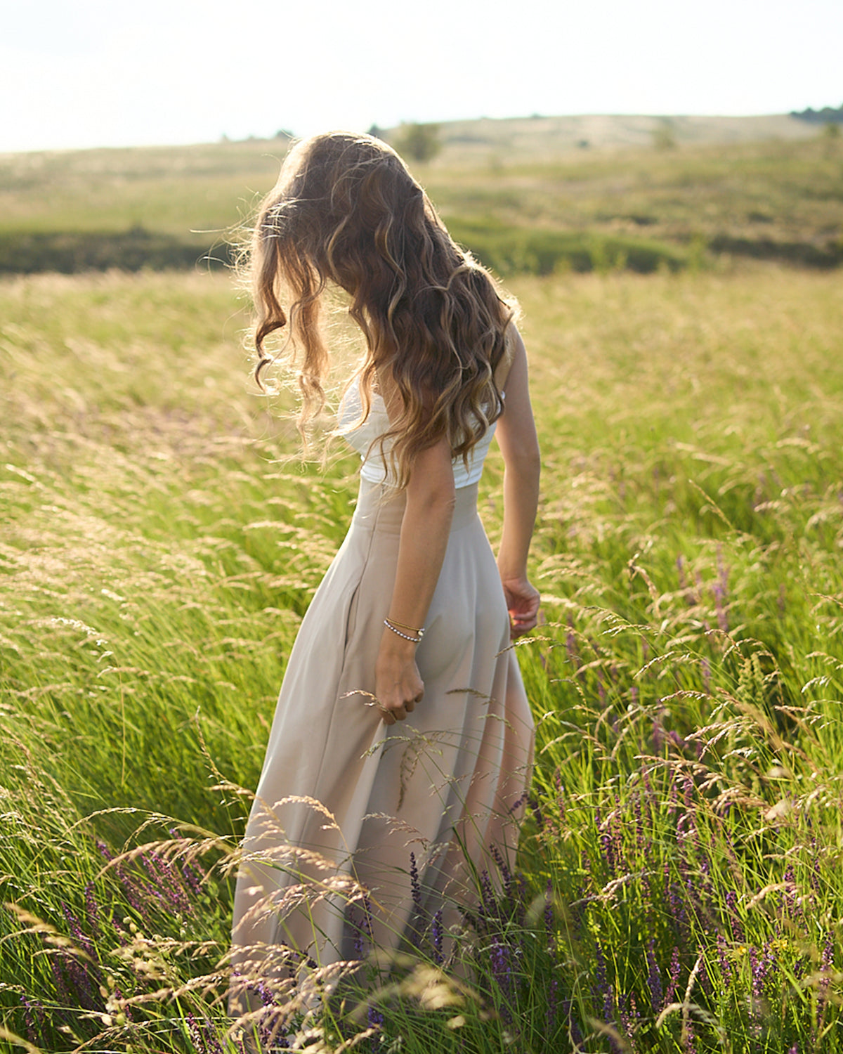 Side view of maxi skirt