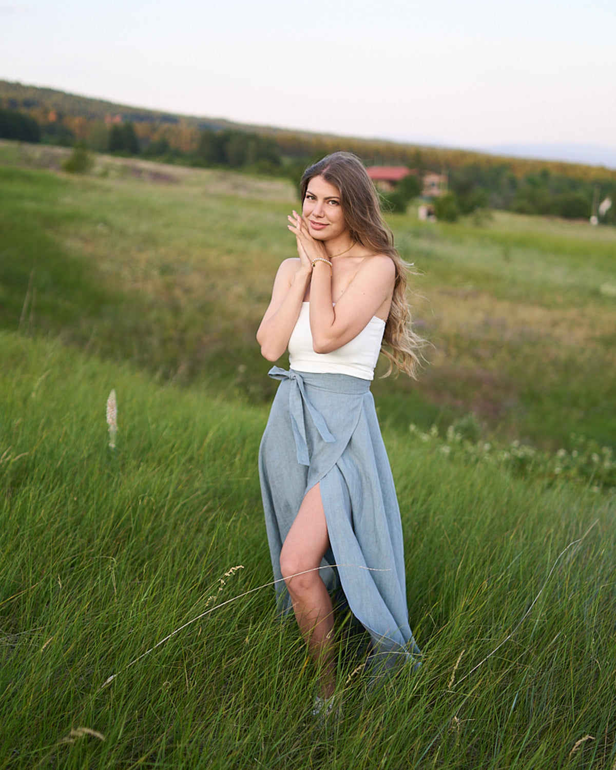 Maxi linen tulip skirt