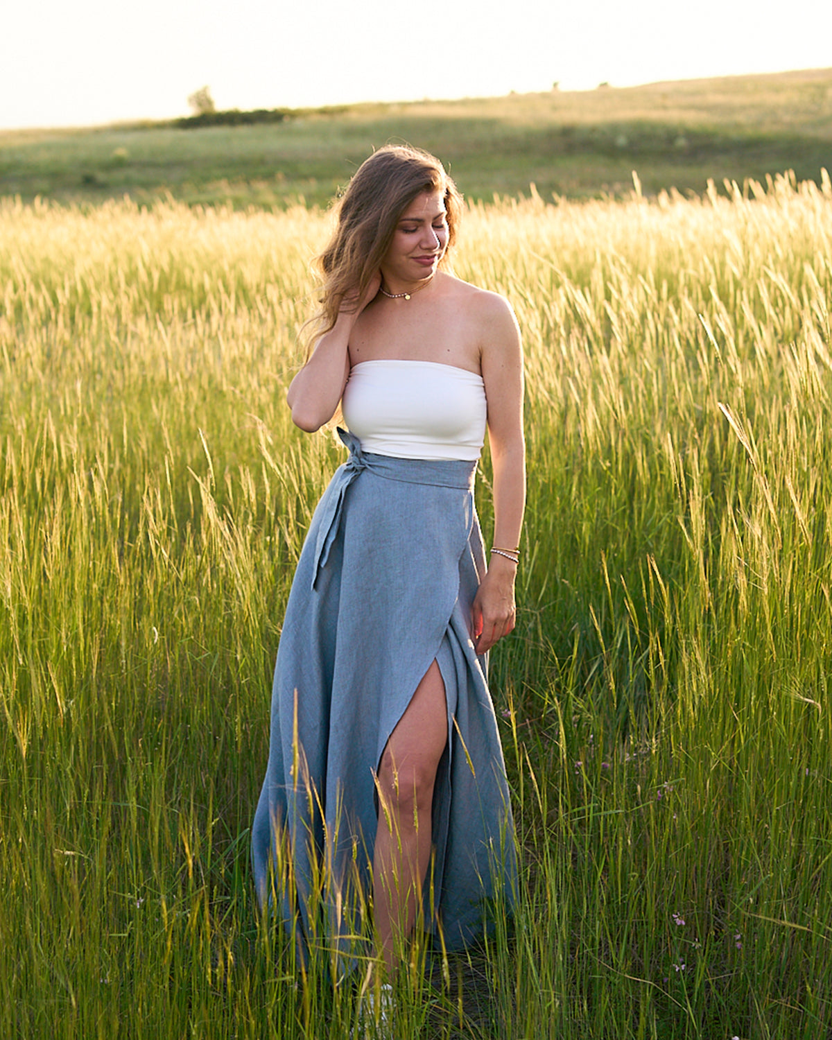 Maxi linen wrap skirt