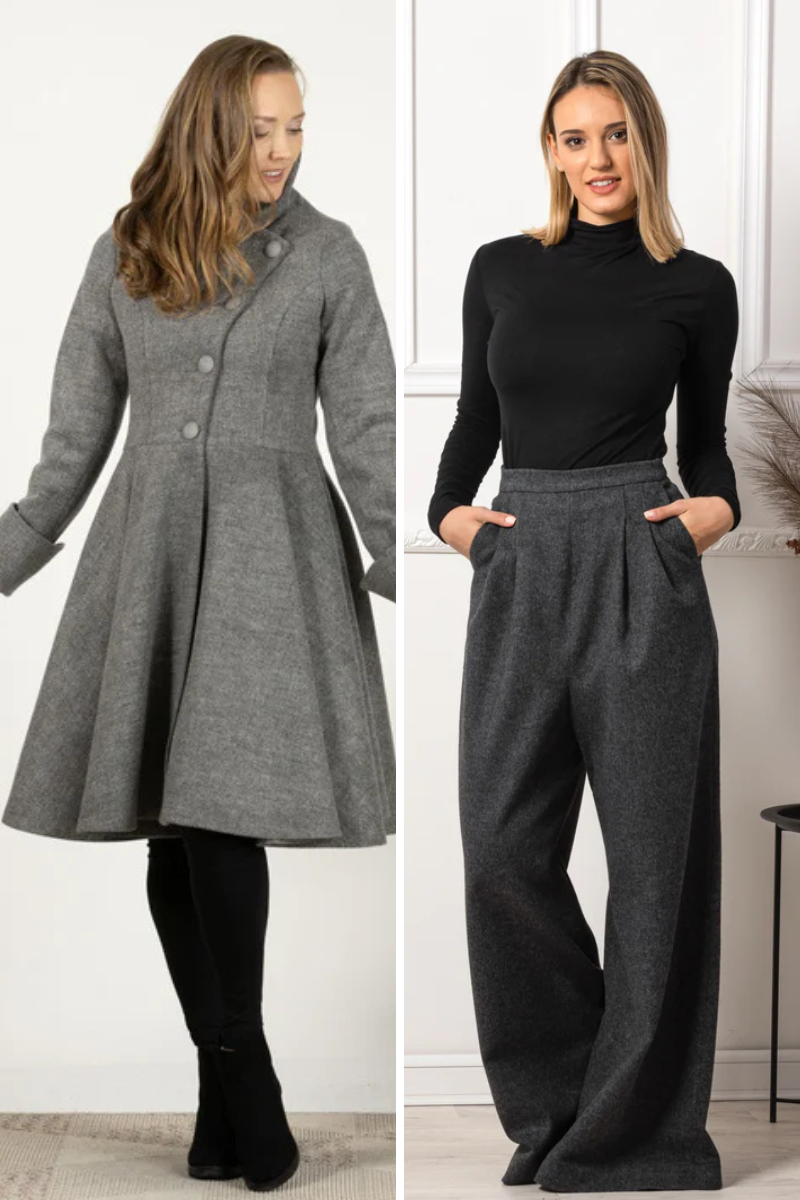 Chic winter coat and pants set