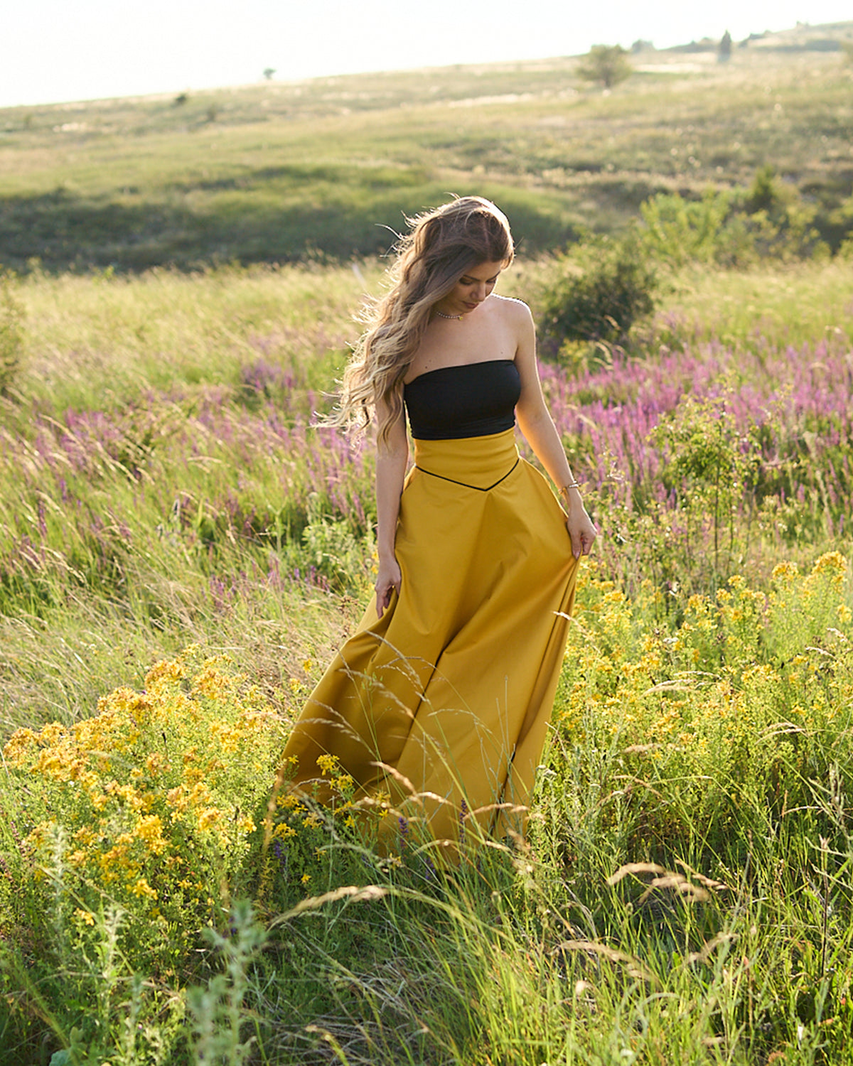 Long yellow cotton skirt