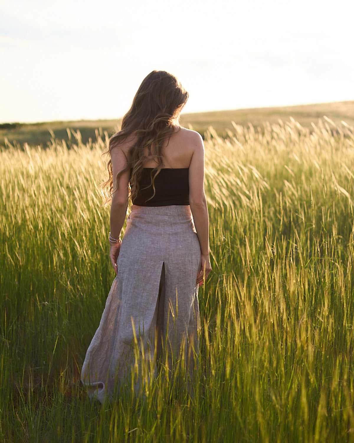 Maxi linen palazzo pants