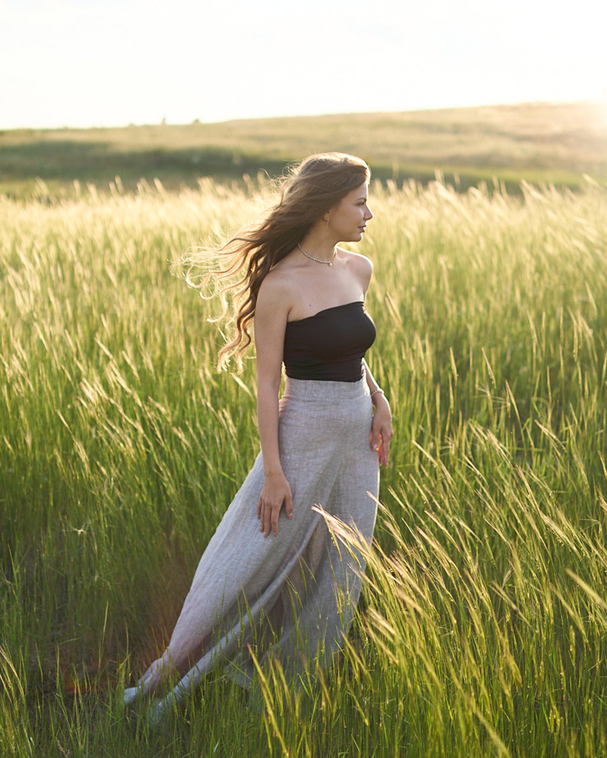 Wide leg linen pants