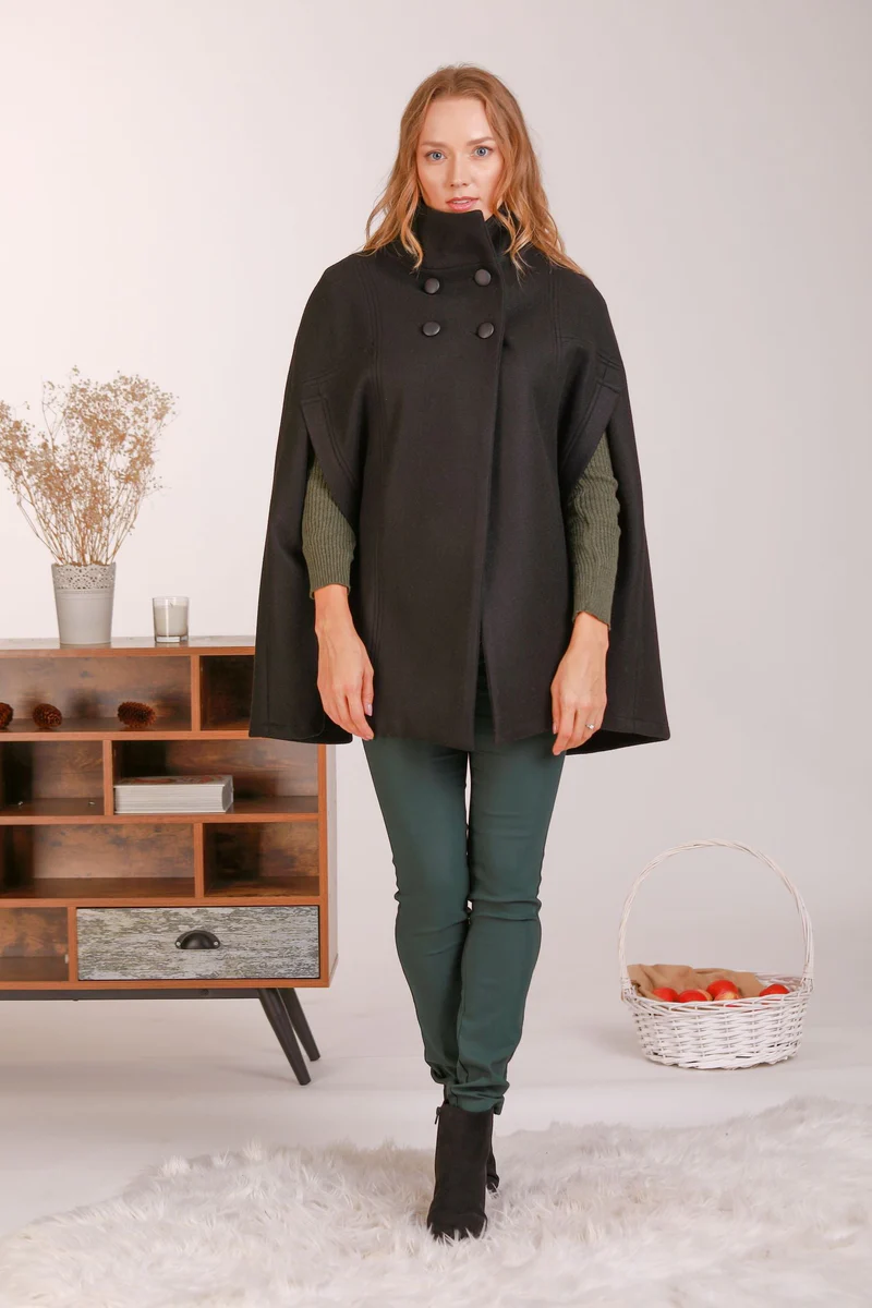 Poncho coat in soft wool