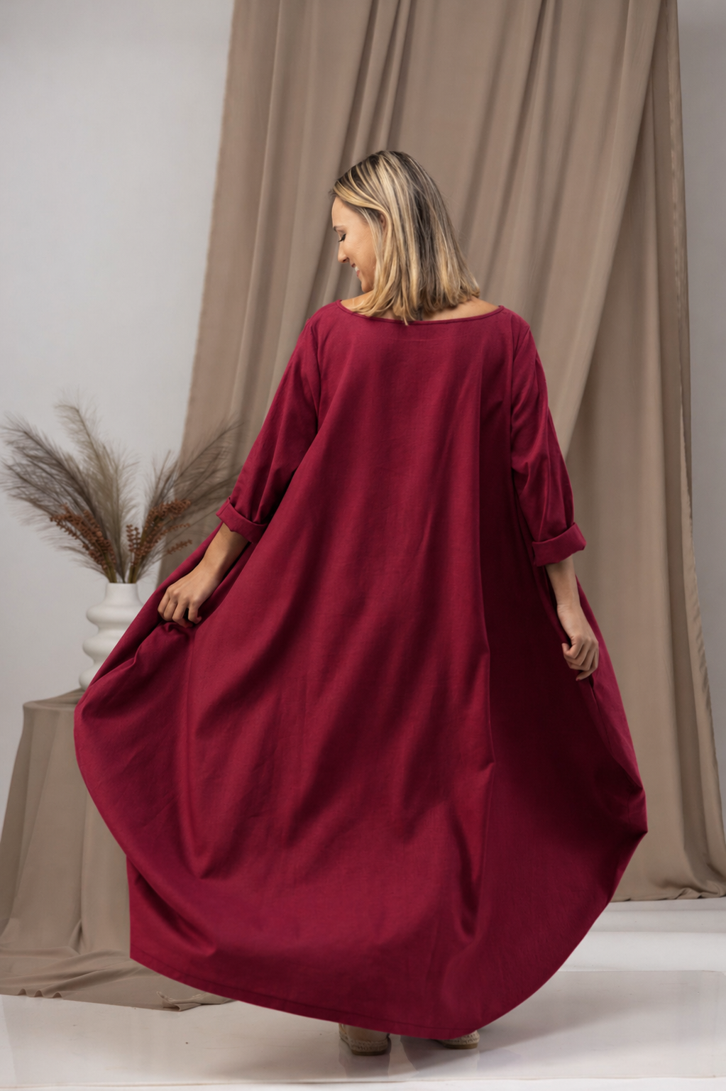 Maxi linen oversized dress