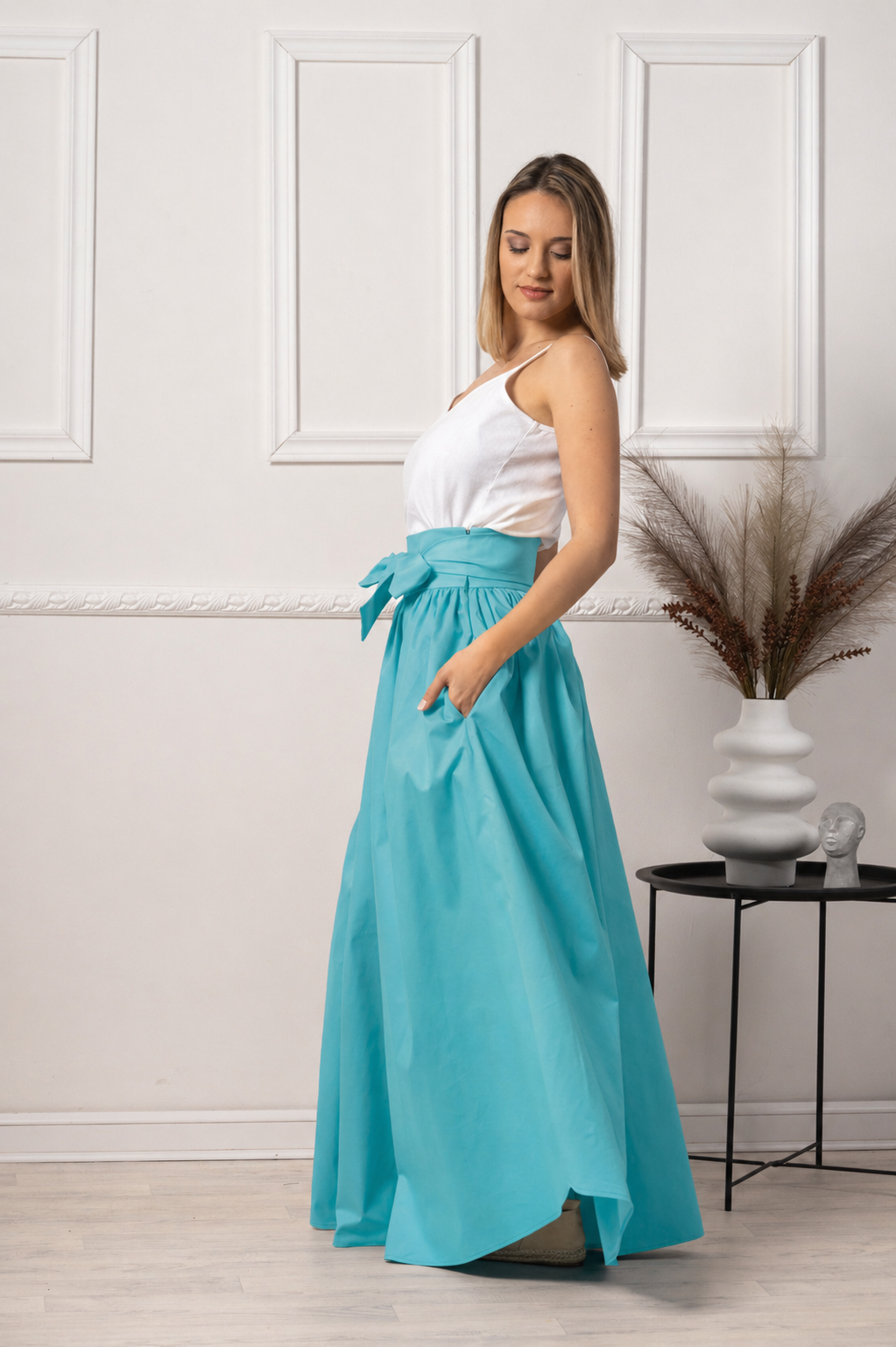 High-waist cotton skirt