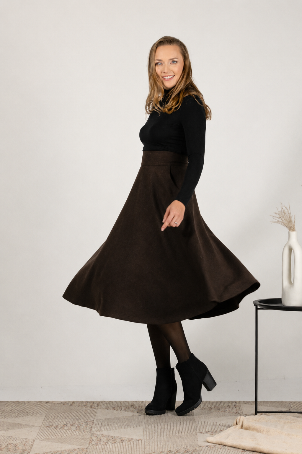 Brown midi skirt