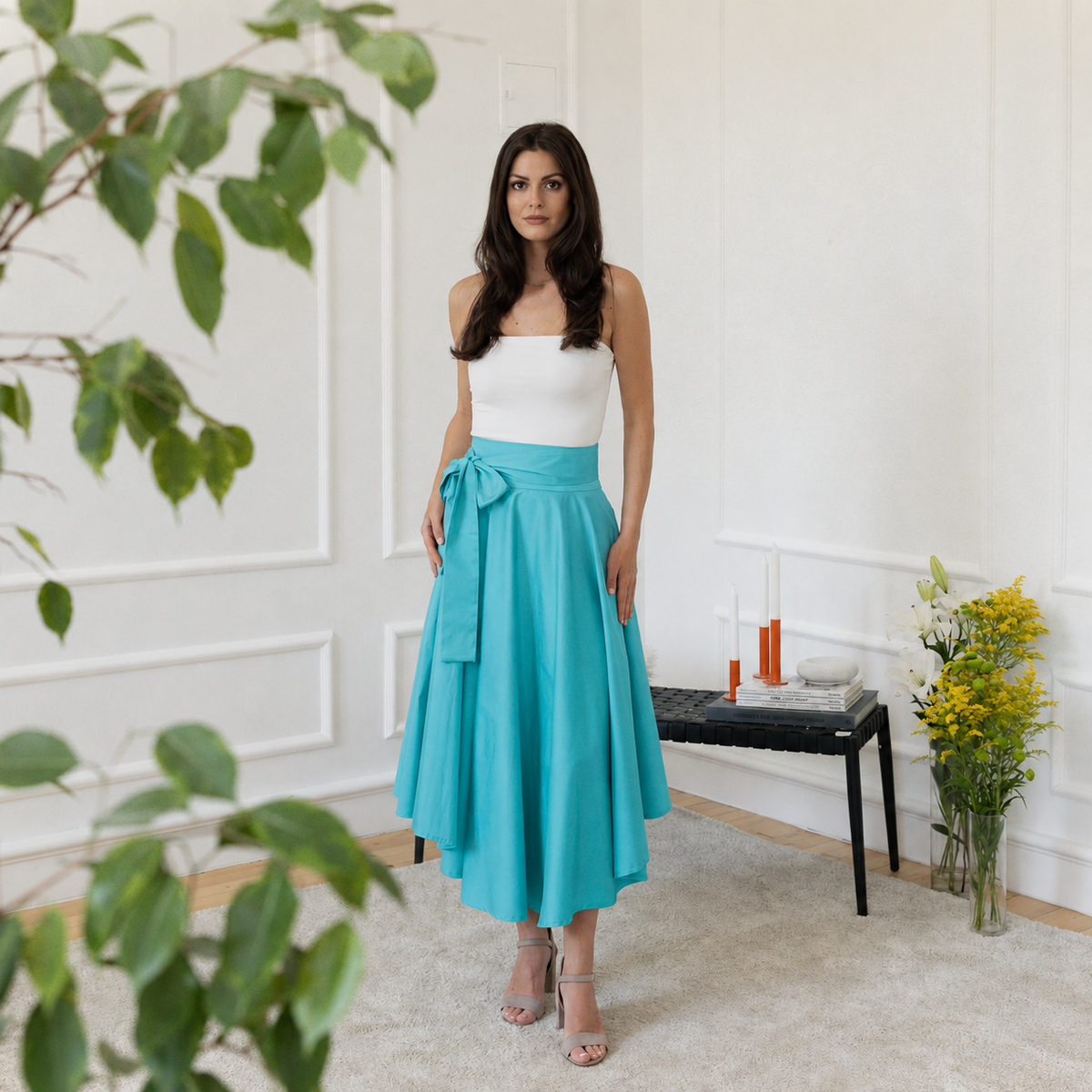 Turquoise cotton skirt