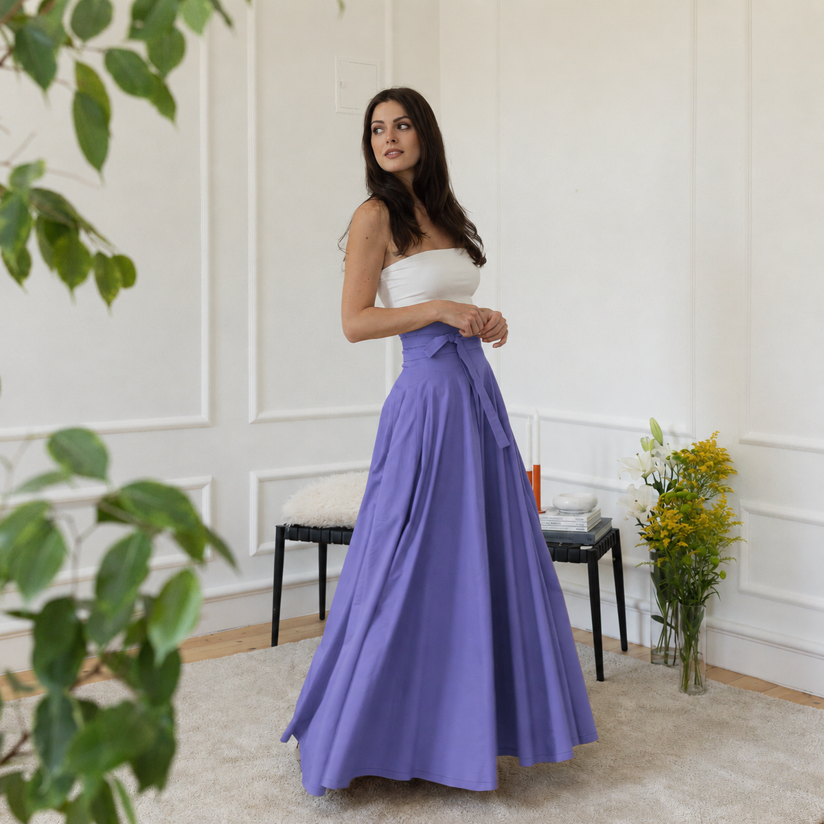 High-waisted maxi skirt