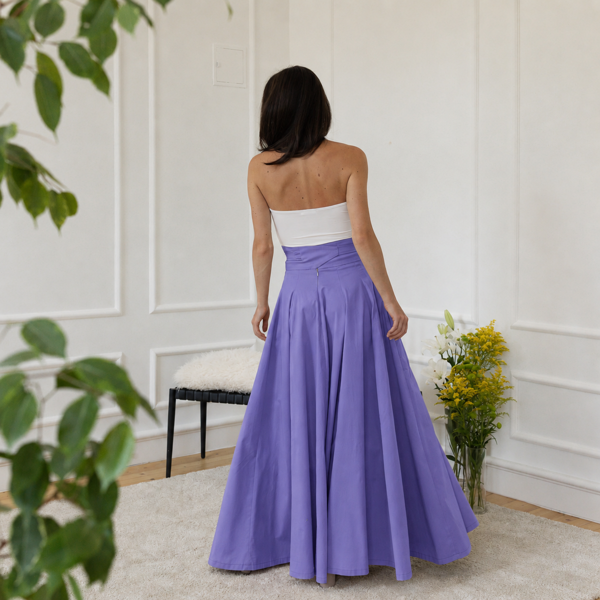 Maxi purple cotton skirt