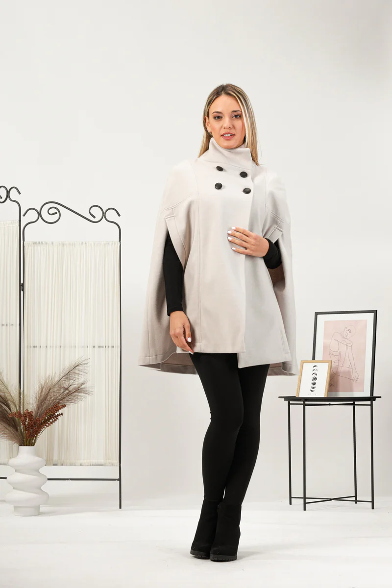 White Flowy poncho with refined style