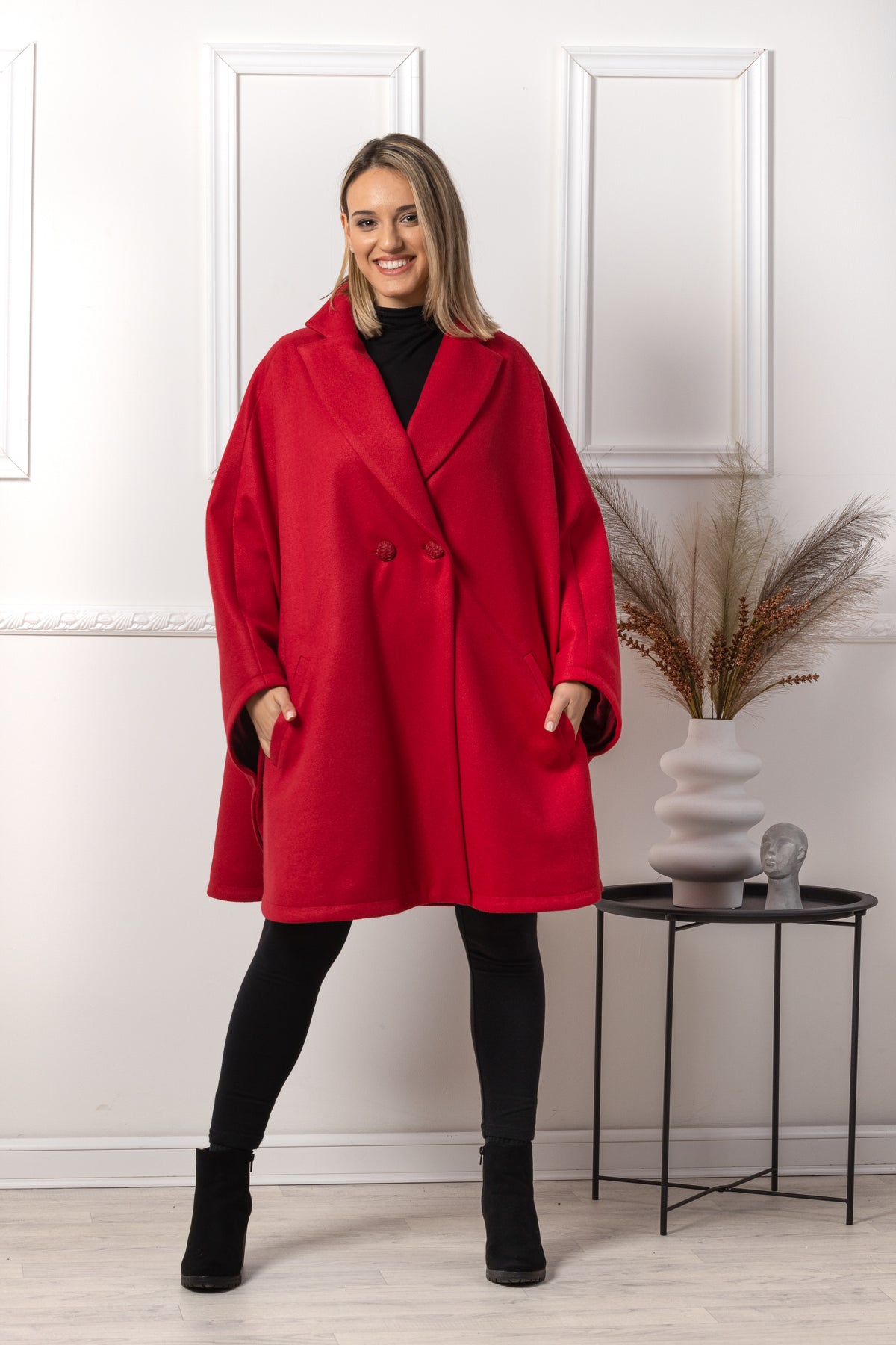 Oversized poncho cape coat