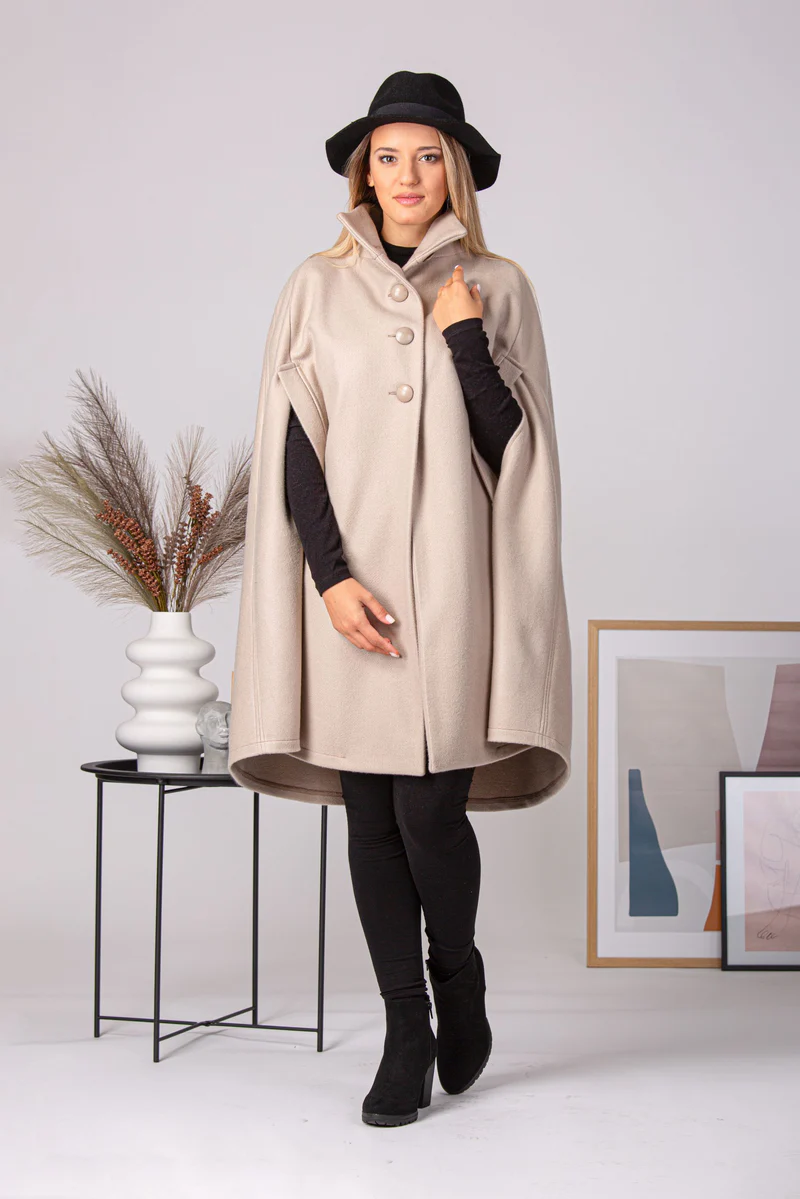Cozy wool poncho front view