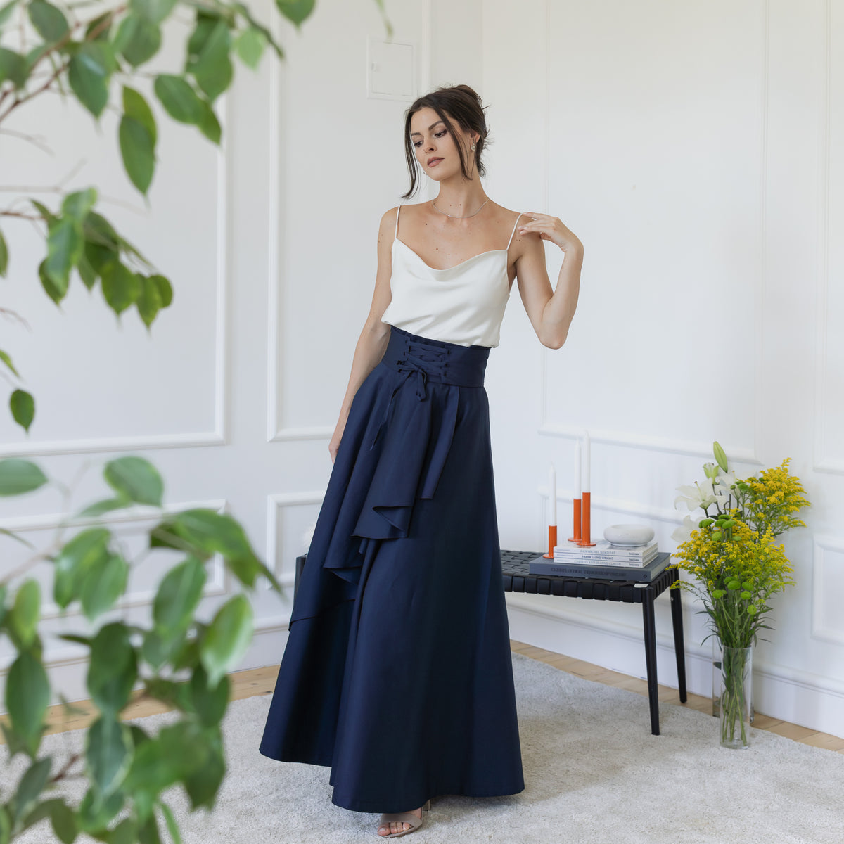 Front side of maxi cotton skirt