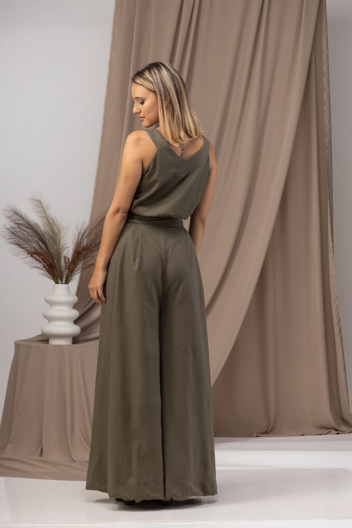 Dress up or Down in our Linen Jumpsuit with Bow Belt from Nikka Place | Effortless fashion for easy living