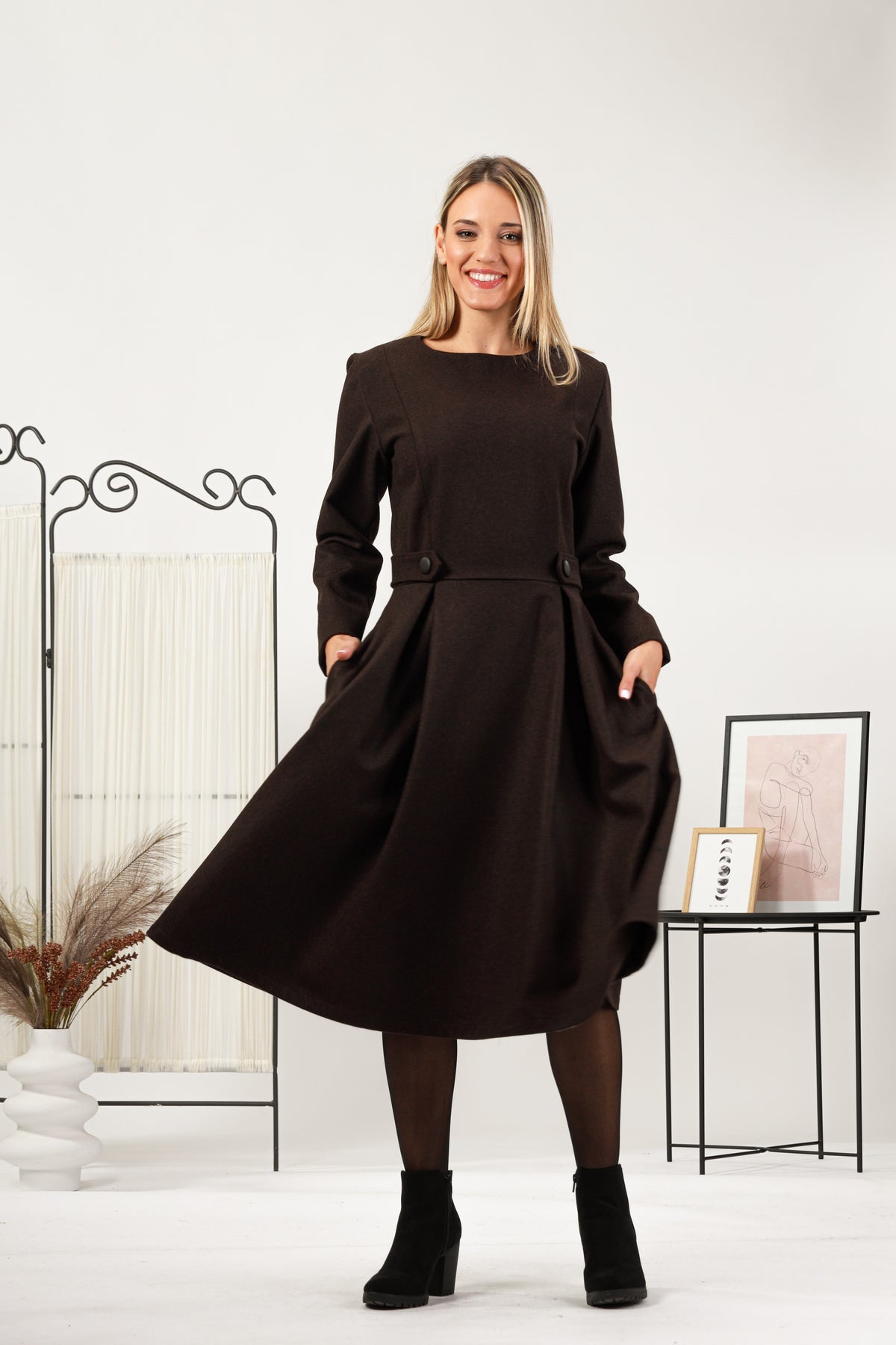 Winter dress made from Italian cool wool