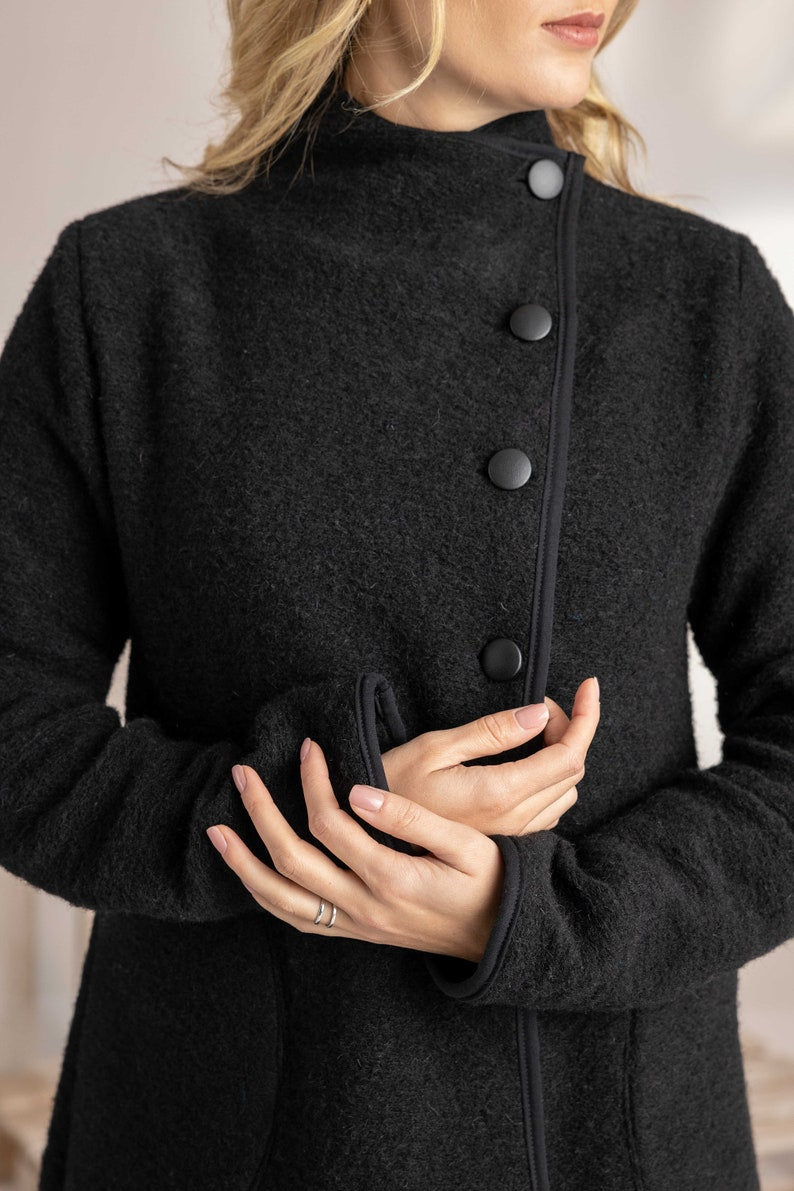 Prussian Blue Boiled Wool Coat with Pockets from Nikka Place | Effortless fashion for easy living