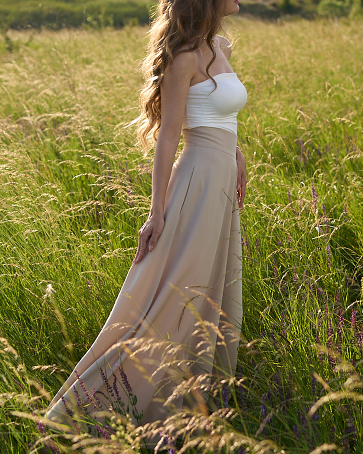 Side view of maxi skirt