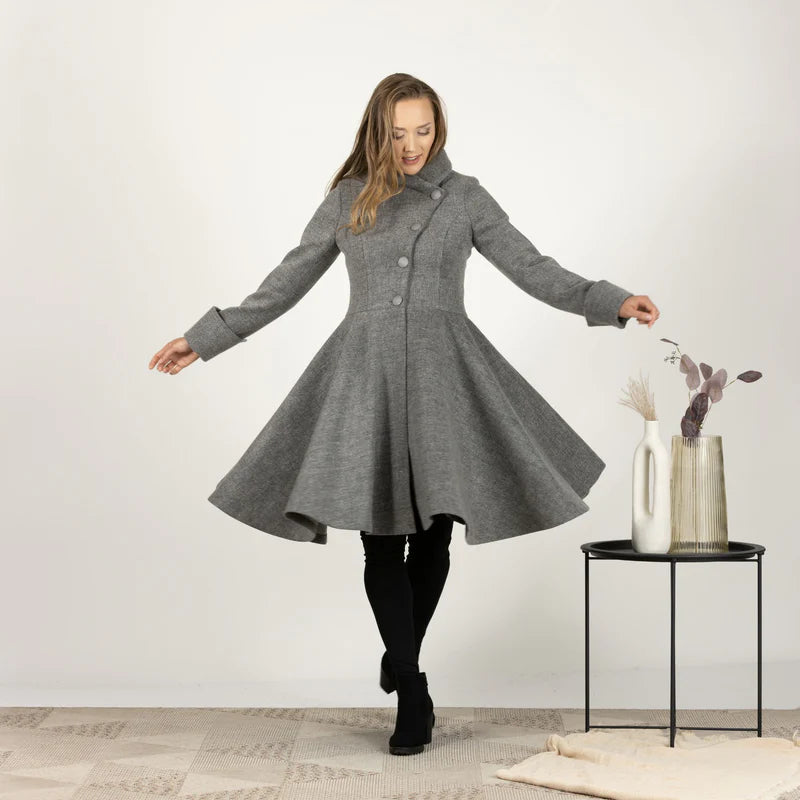 Warm A-line coat with refined style

