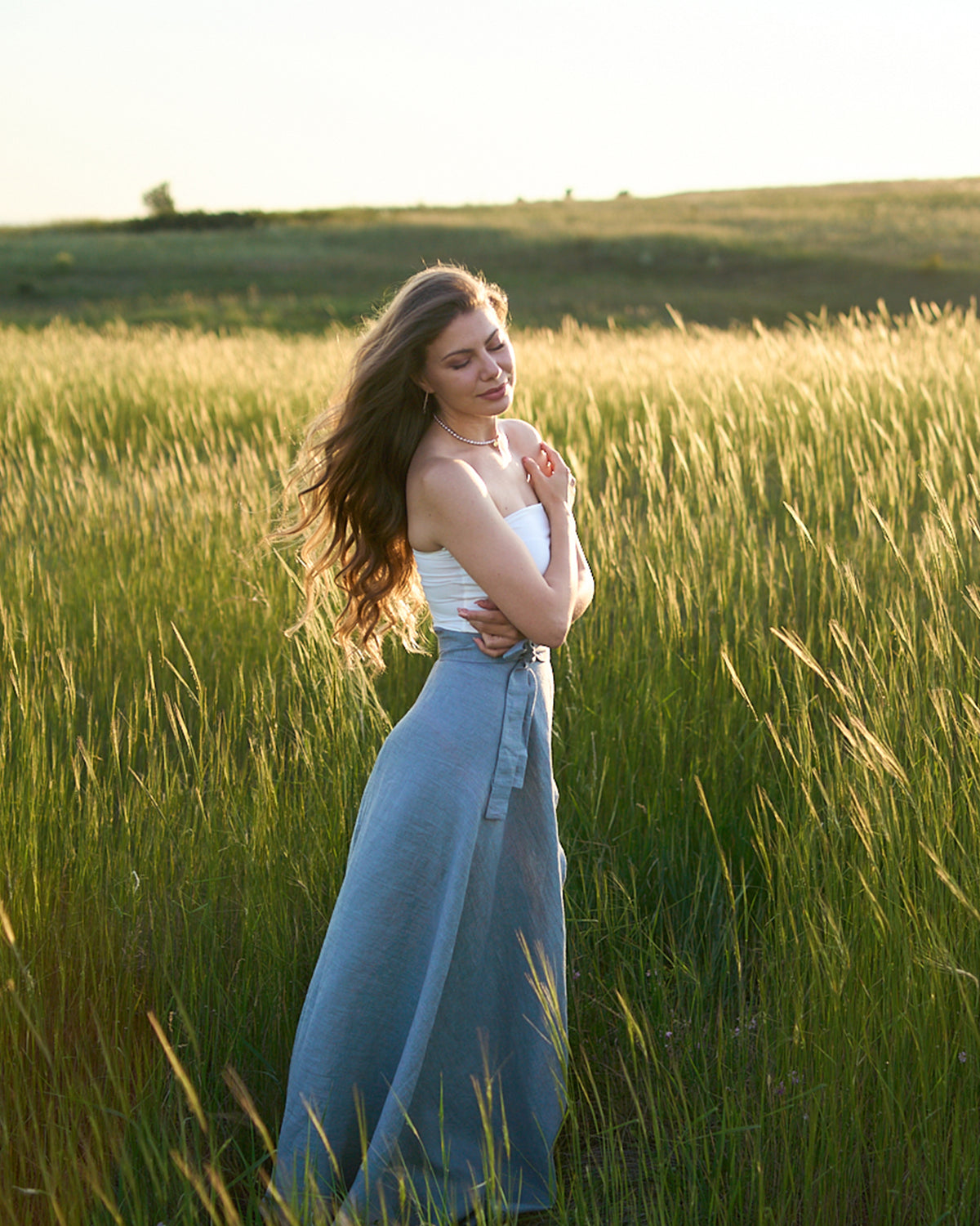 Linen maxi skirt