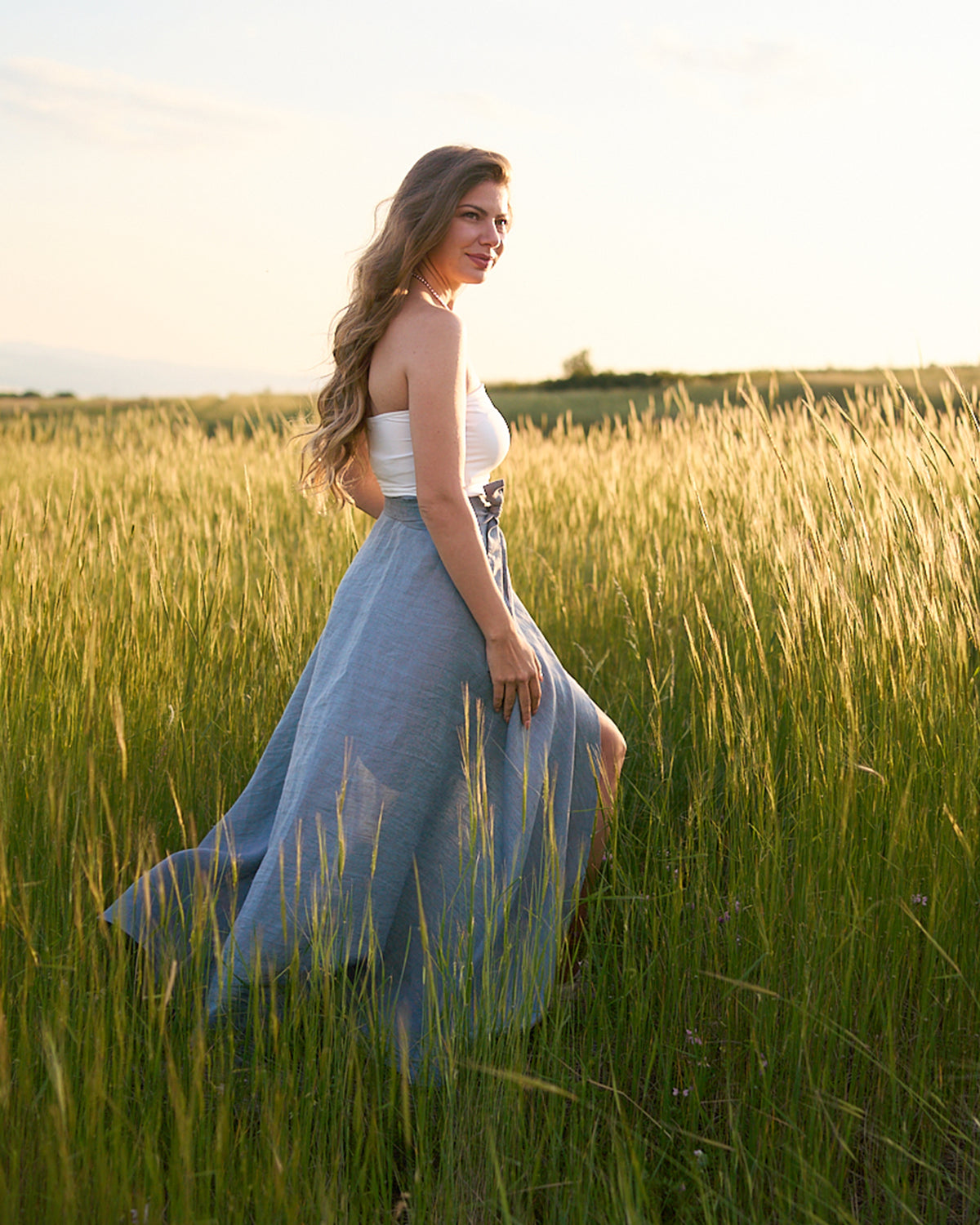 Linen maxi wrap skirt
