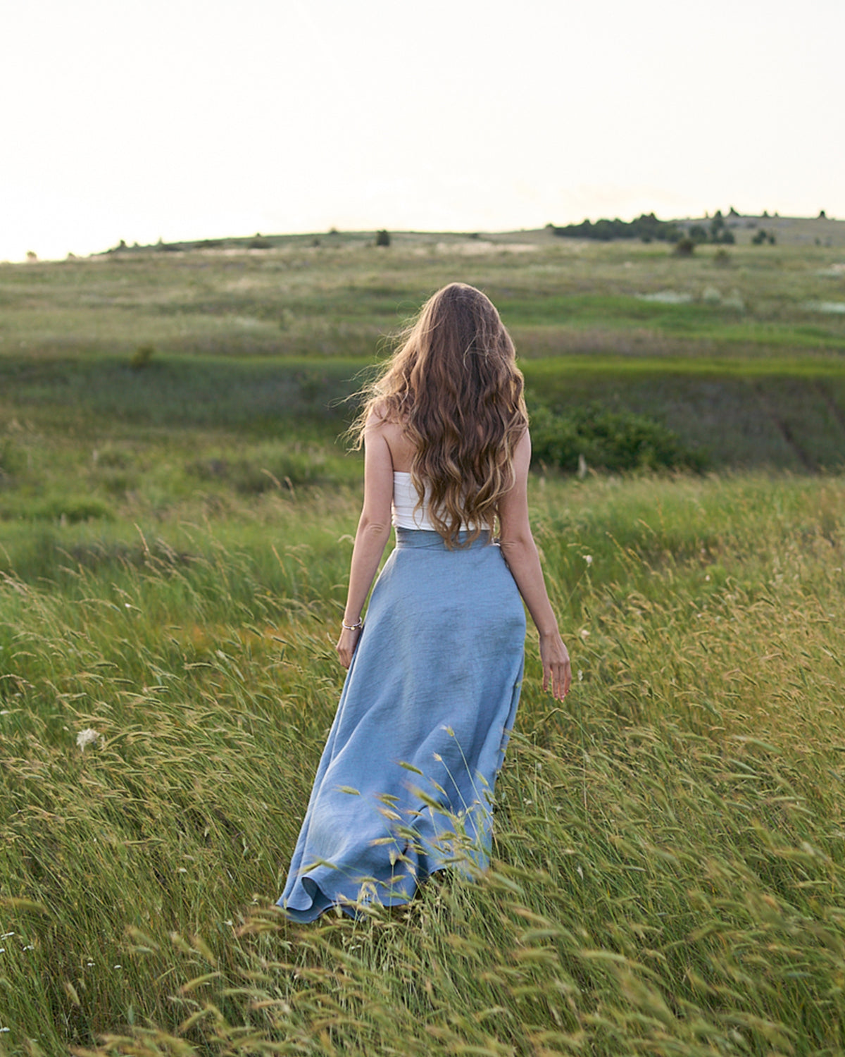 Maxi linen skirt back view
