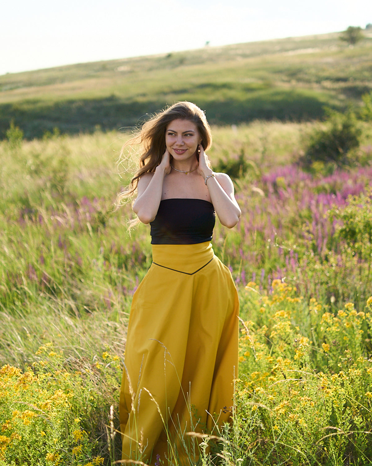Deep yellow skirt front view