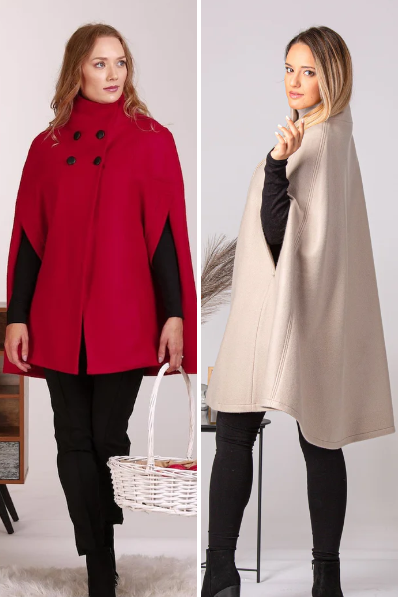 Elegant poncho coat duo


