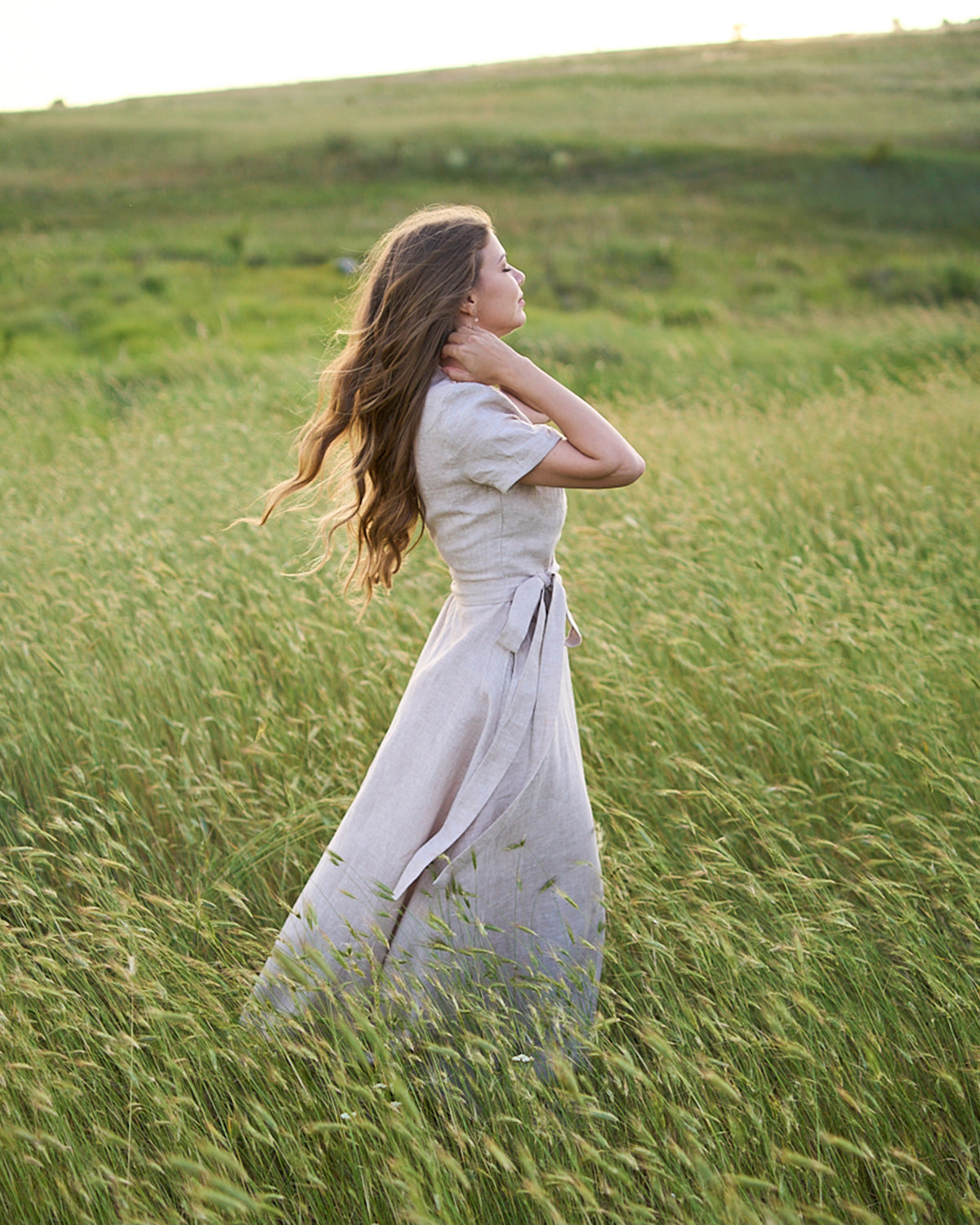 Side view of linen dress