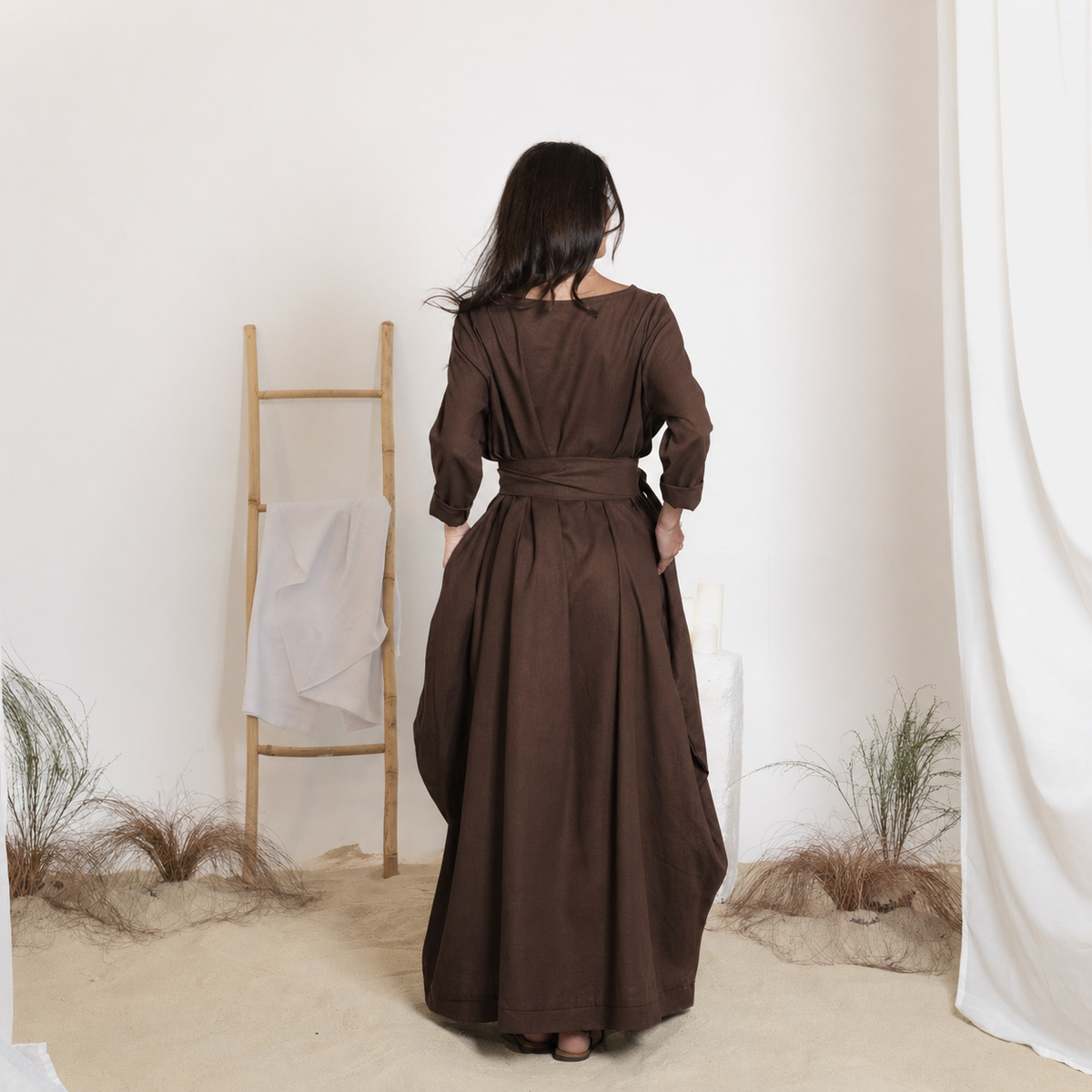 Back view of maxi linen dress