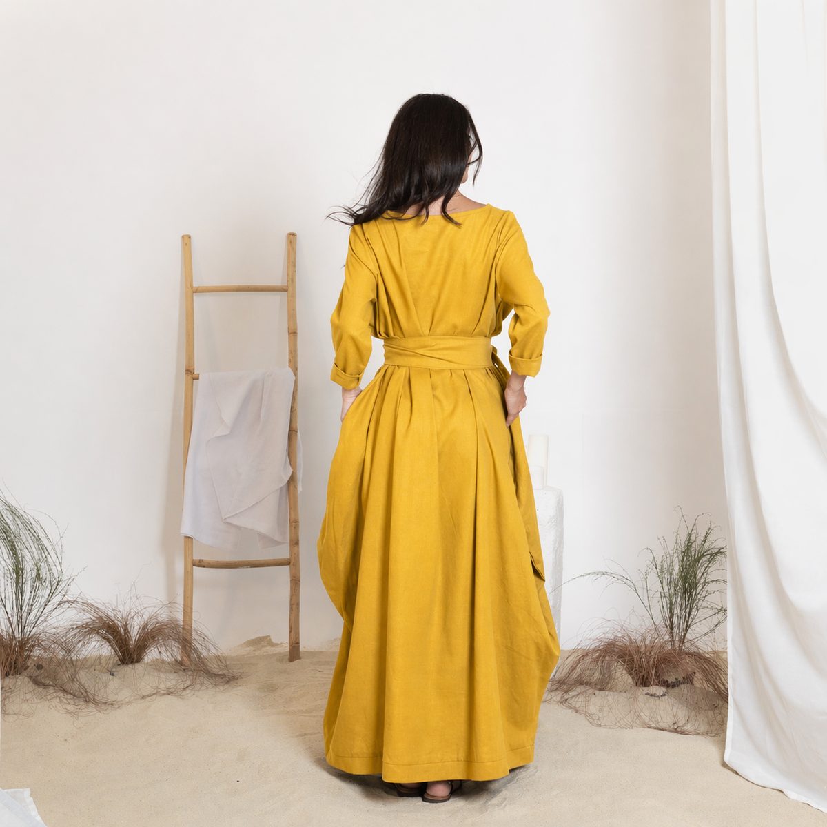 Back view of maxi linen dress