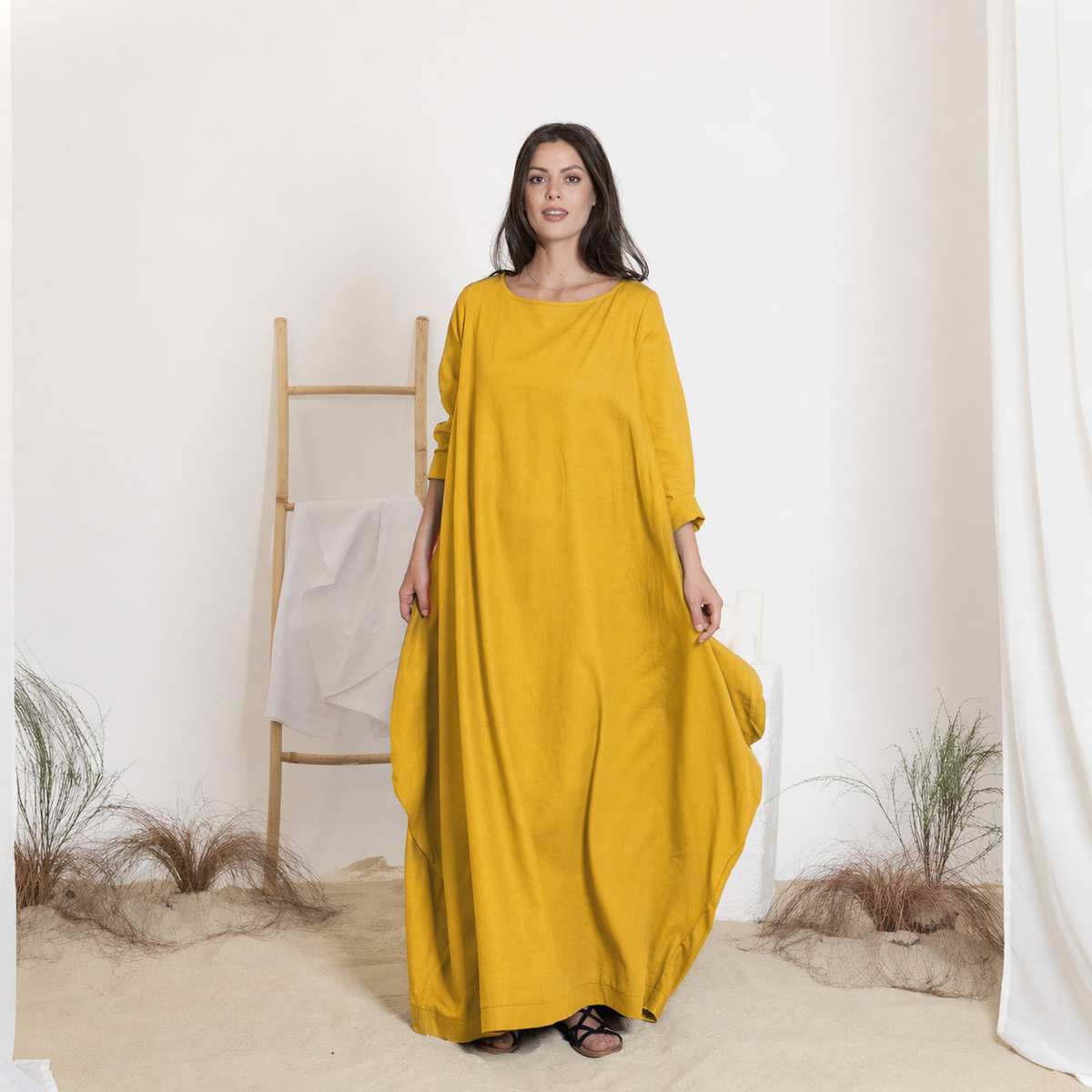 Maxi linen oversized dress