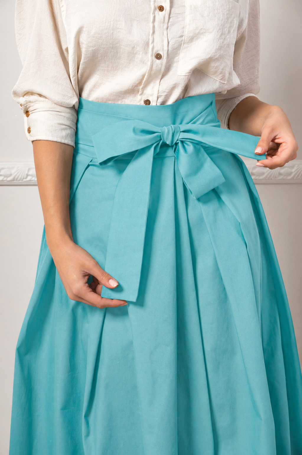 Cotton skirt with bow