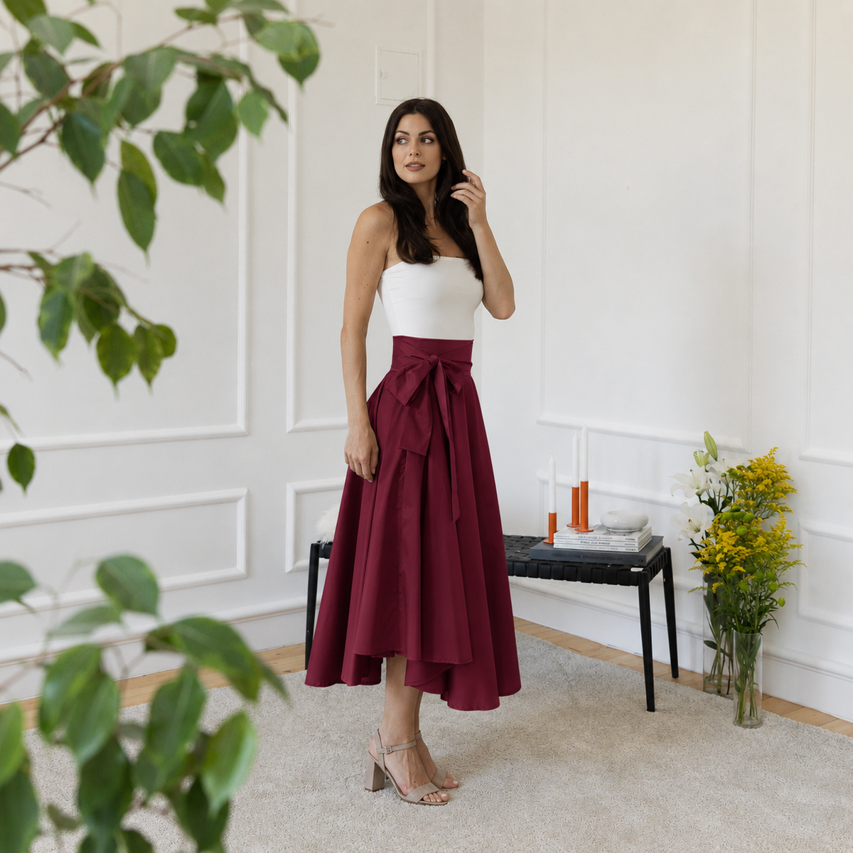 High waist cotton skirt