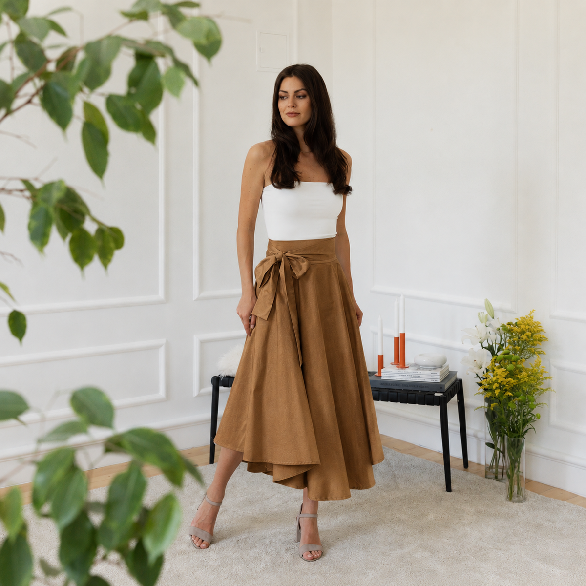 Midi cotton skirt