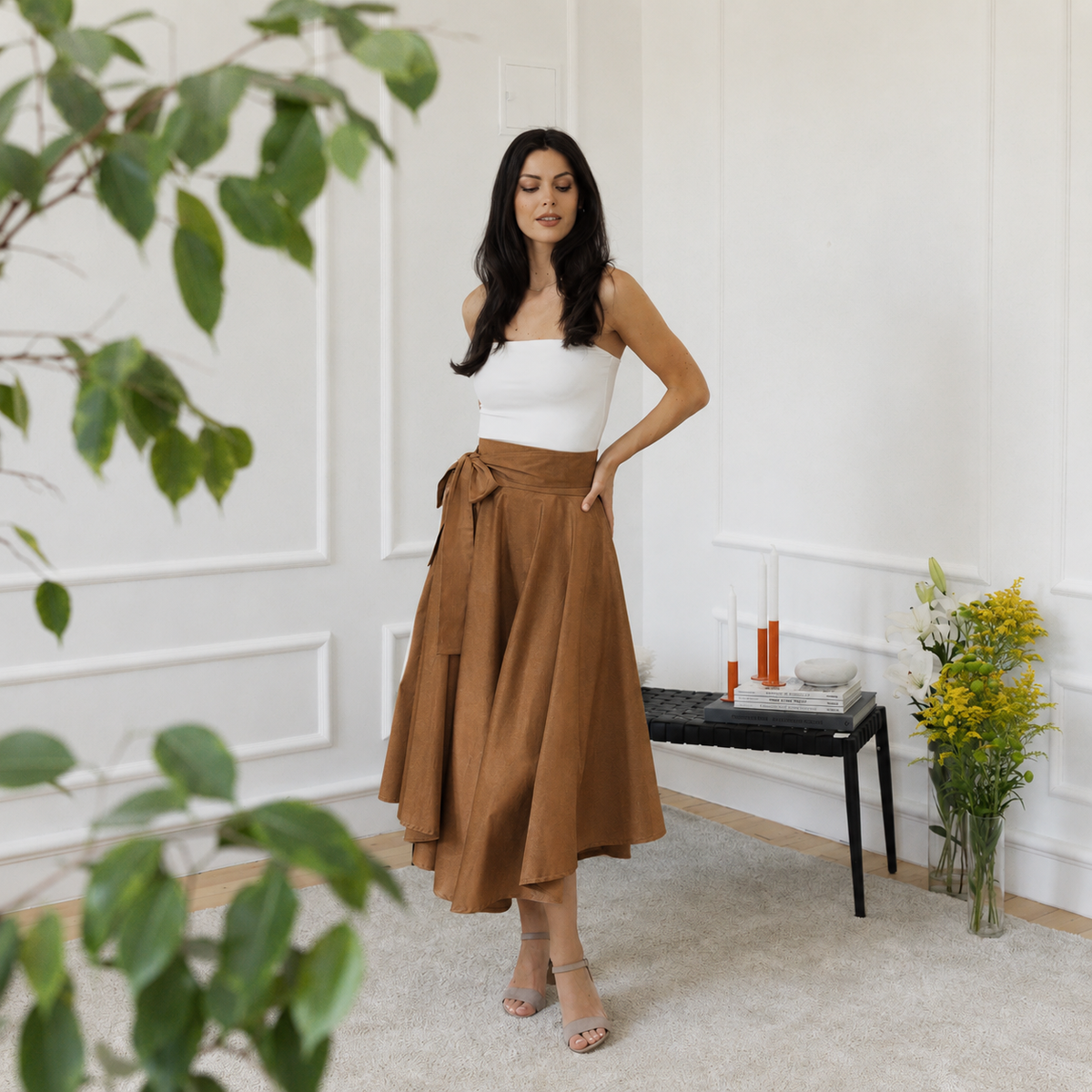 Midi cotton skirt