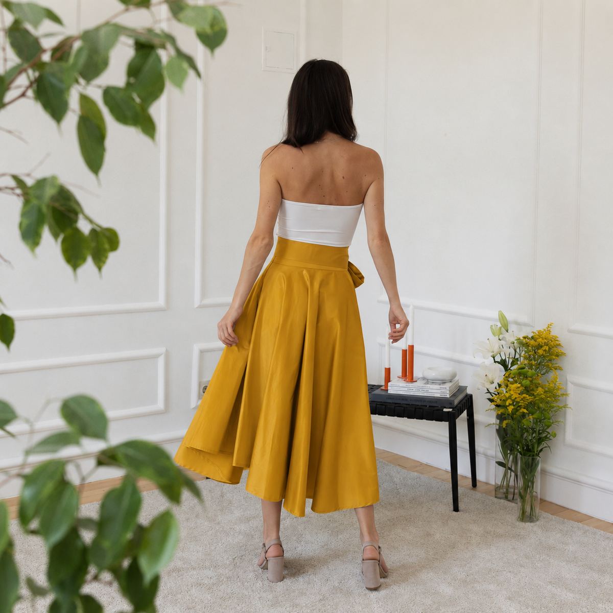 Cotton midi skirt