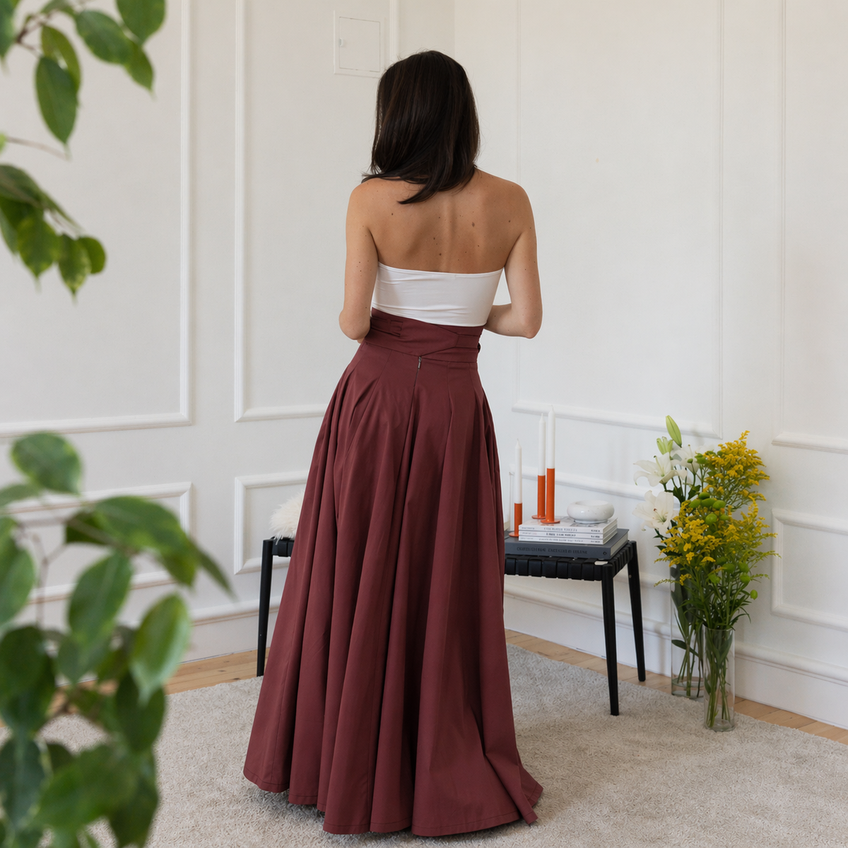 High-waisted cotton skirt