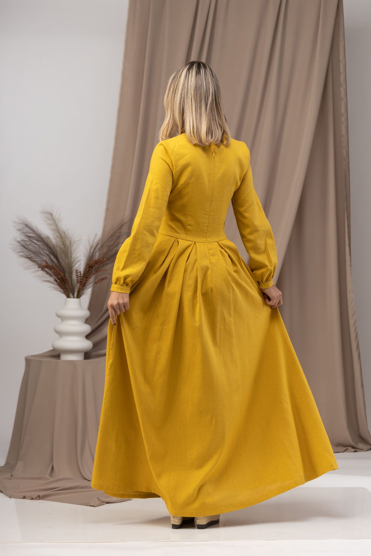 Linen Prairie Maxi Dress for everyday wear - from NikkaPlace | Effortless fashion for easy living