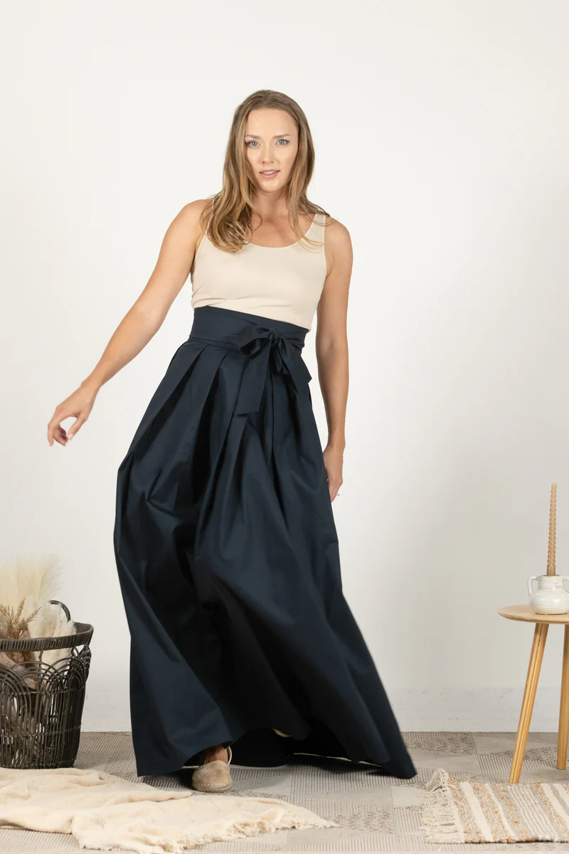 Outfit laid out with black skirt