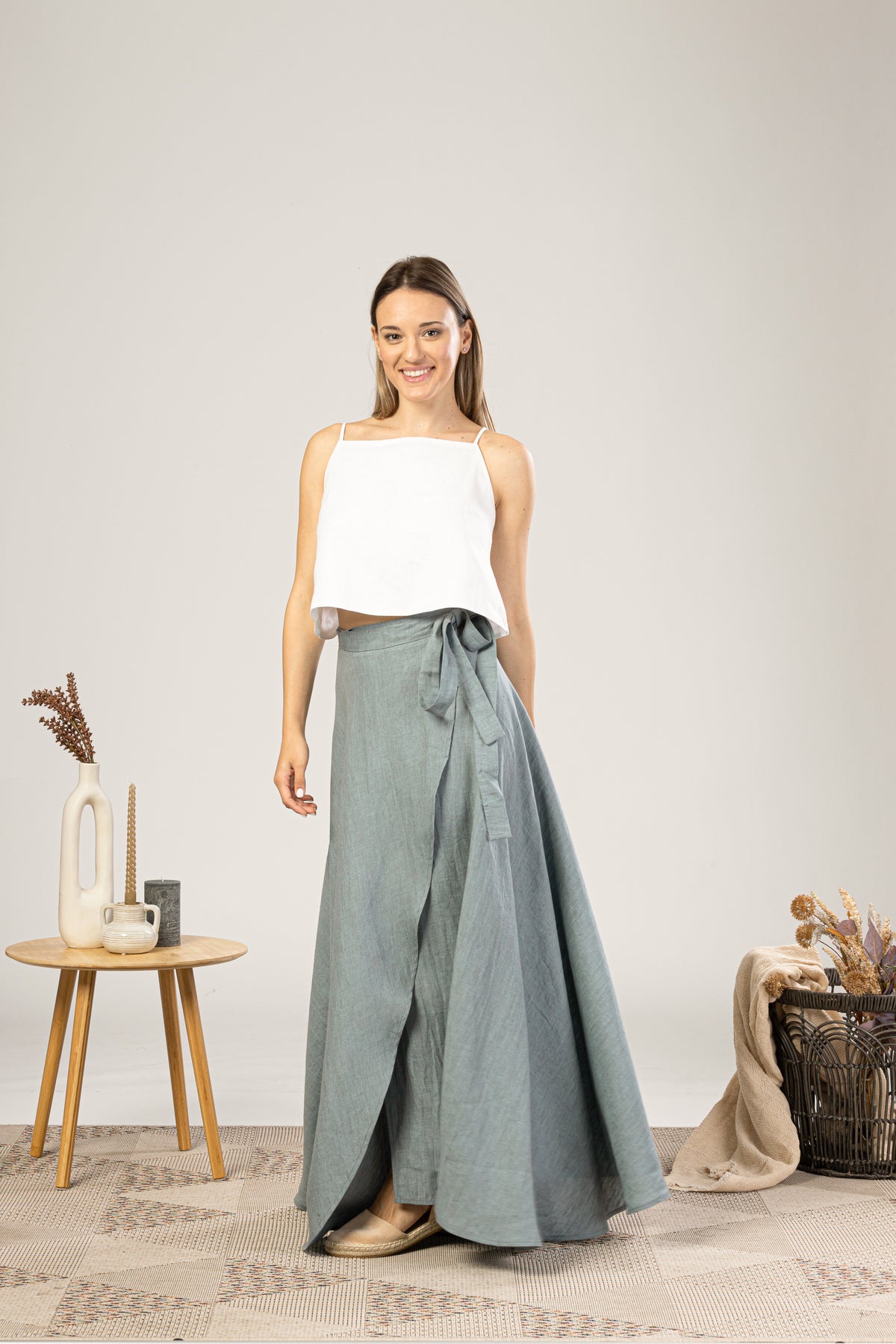 Maxi linen wrap skirt