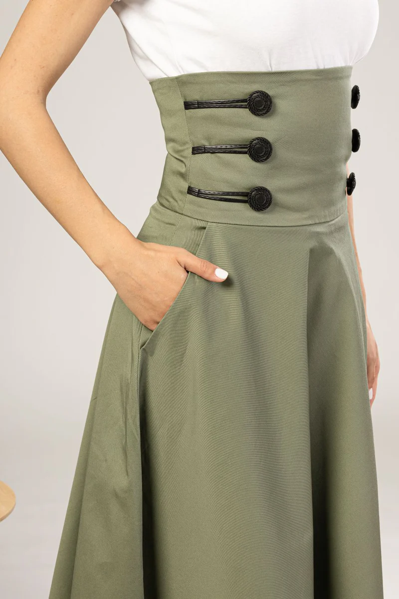 Front view of Empire Cotton Skirt on model.

