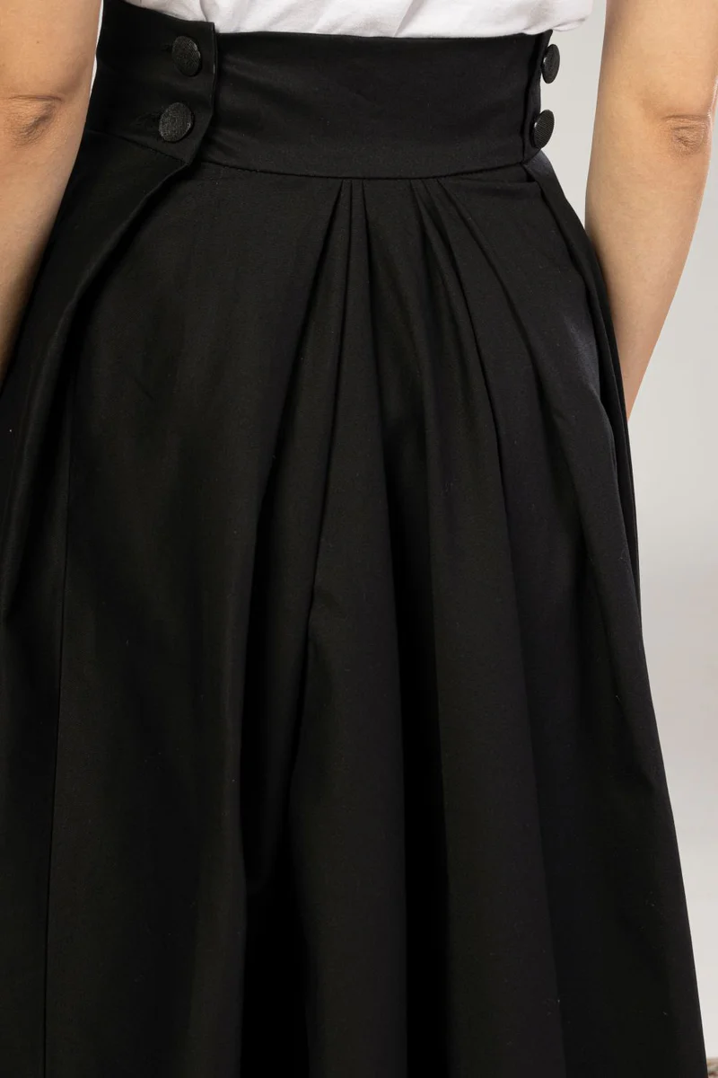 Back side view of black Victorian skirt