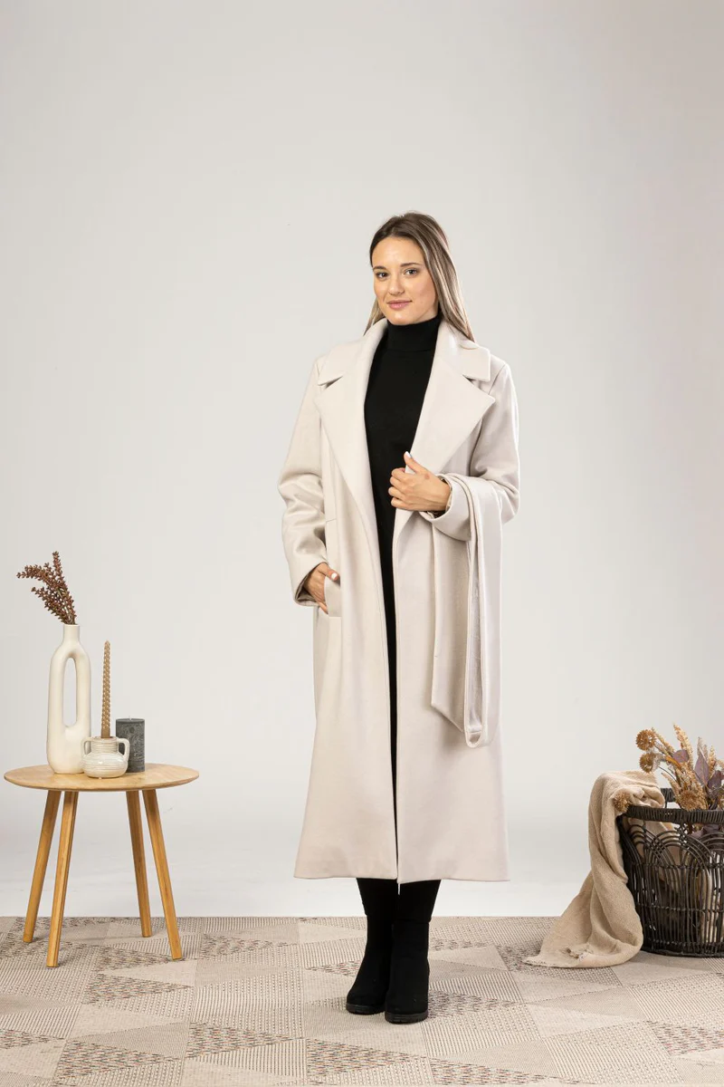 Tailored Long Wool Belted Coat

