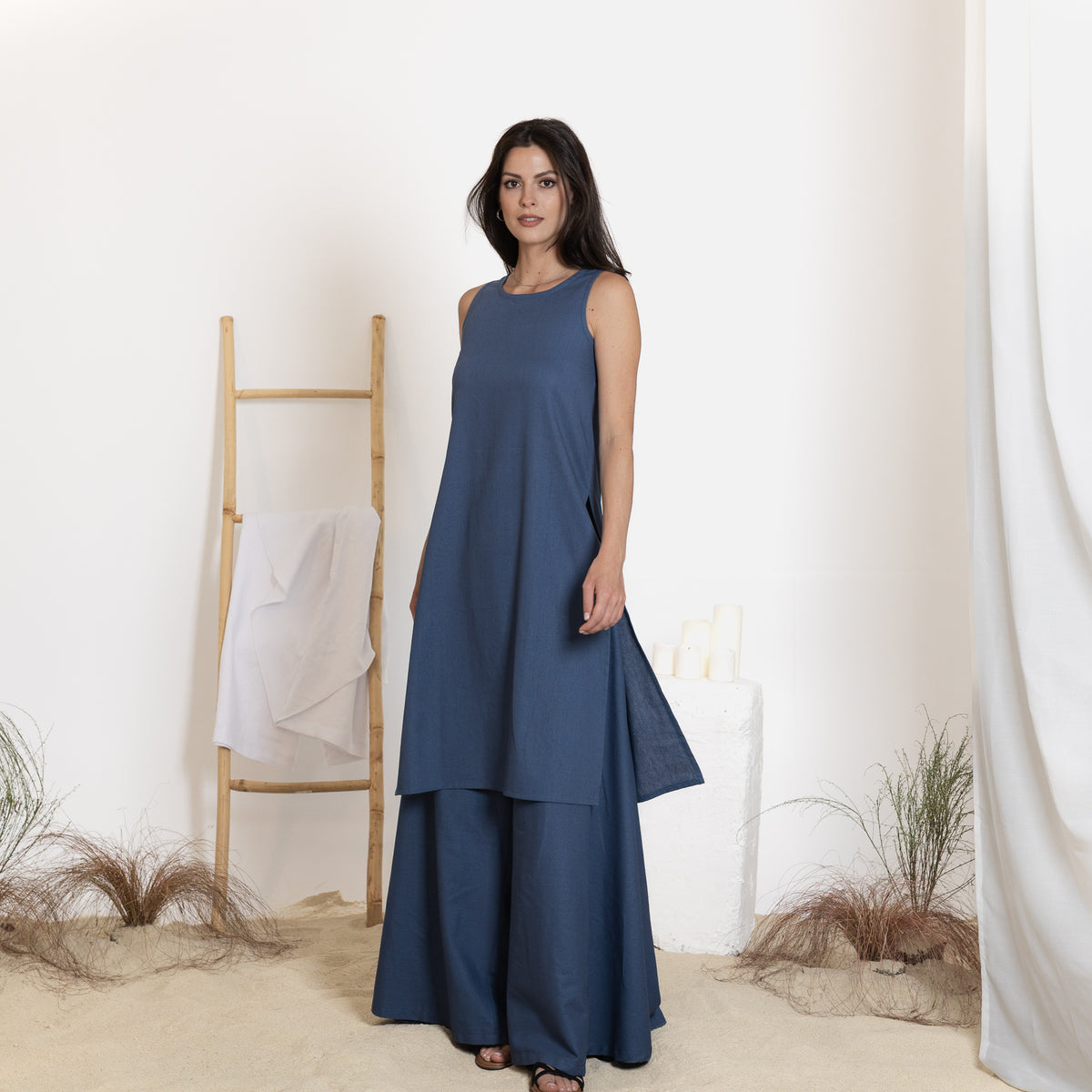 Front View of Linen Set of Tunic and Pants 