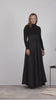 Full view of flared winter skirt in black wool with pockets