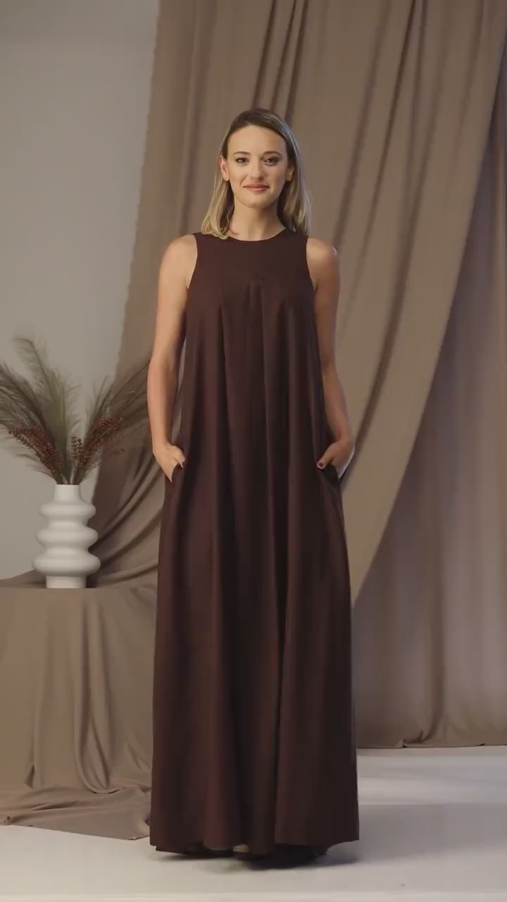 Different colours slate linen maxi dress
