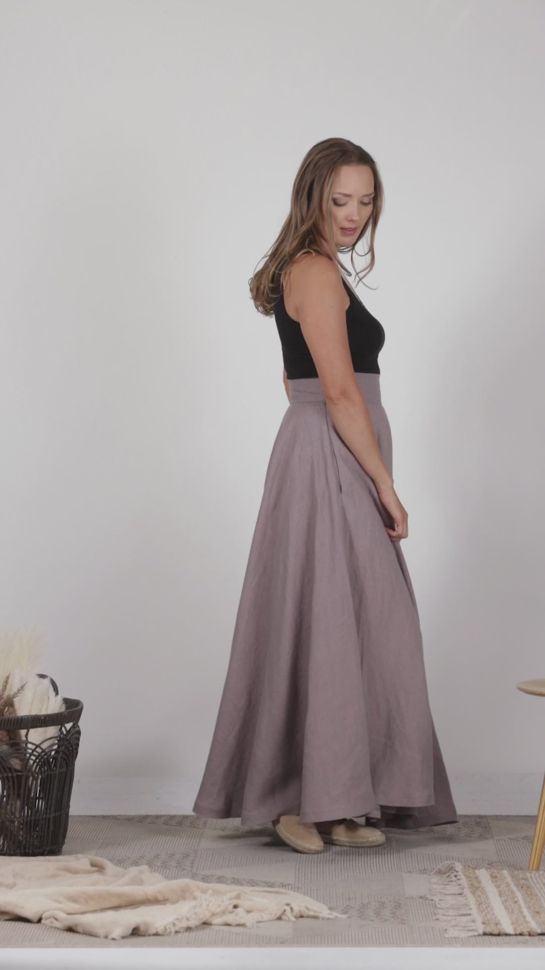 Full view of Linen Flutter Skirt