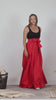 Complete disign of High-waisted red skirt in soft cotton