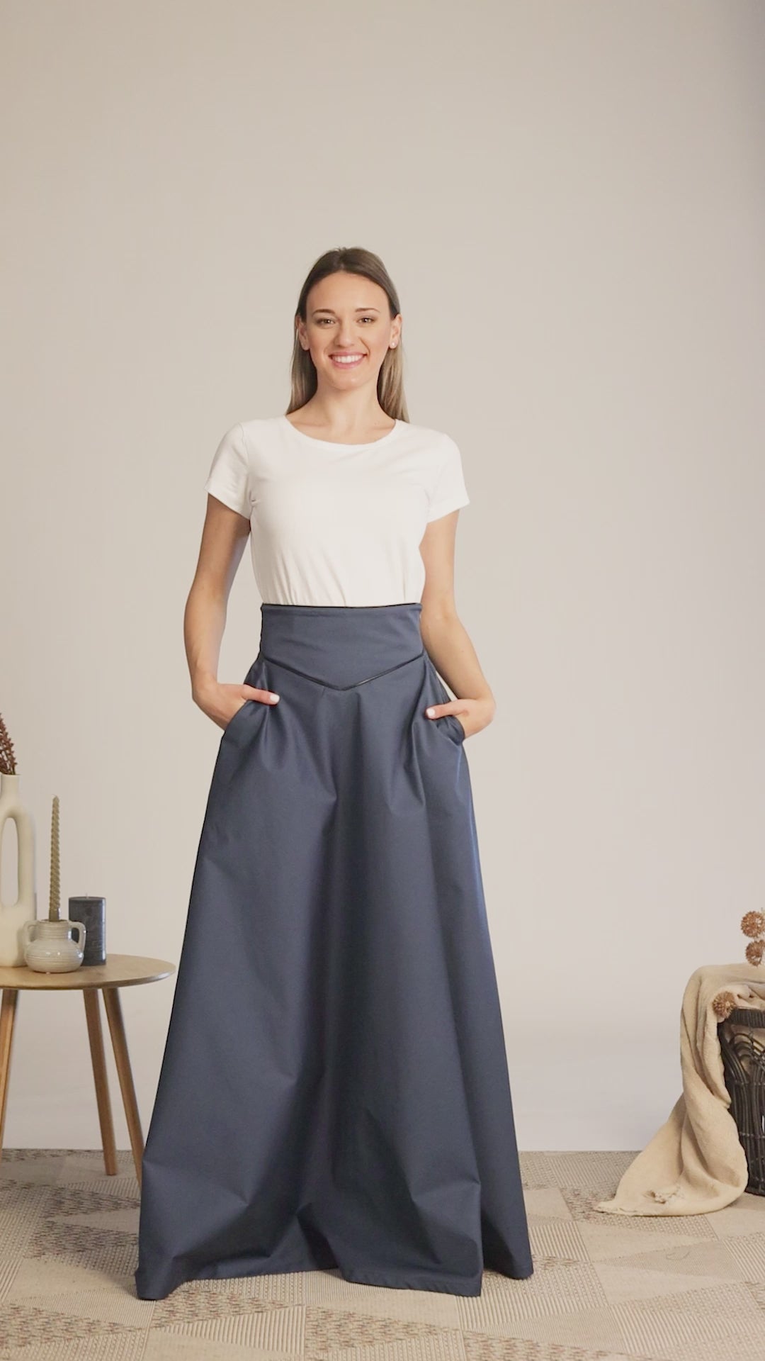 Complete design of Slate Blue High Waist Victorian Skirt 